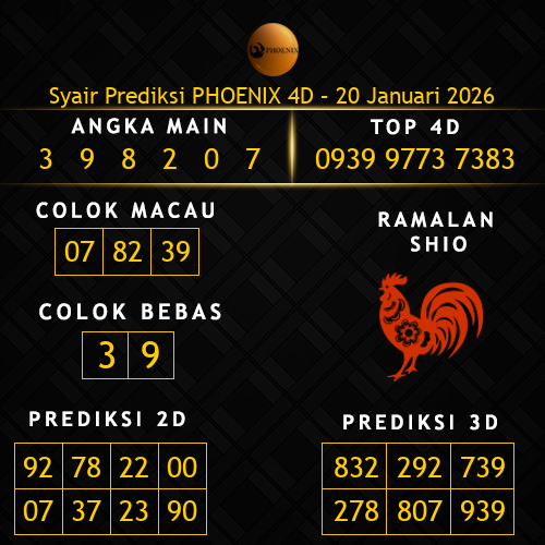 Prediksi Phoenix 4D Hari Ini 20-januari-2026