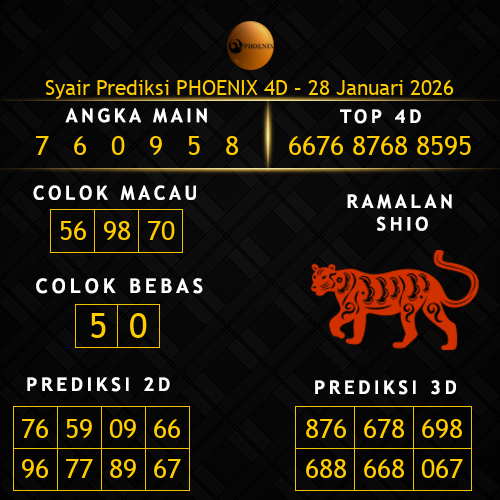 Prediksi Phoenix 4D Hari Ini 28-januari-2026
