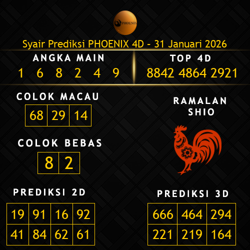 Prediksi Phoenix 4D Hari Ini 31-januari-2026