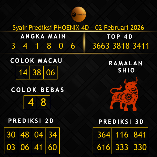Prediksi Phoenix 4D Hari Ini 2-februari-2026