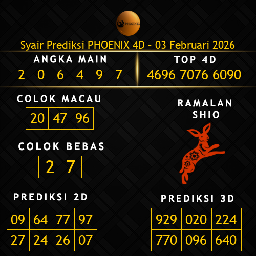 Prediksi Phoenix 4D Hari Ini 3-februari-2026
