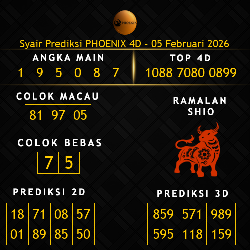 Prediksi Phoenix 4D Hari Ini 5-februari-2026