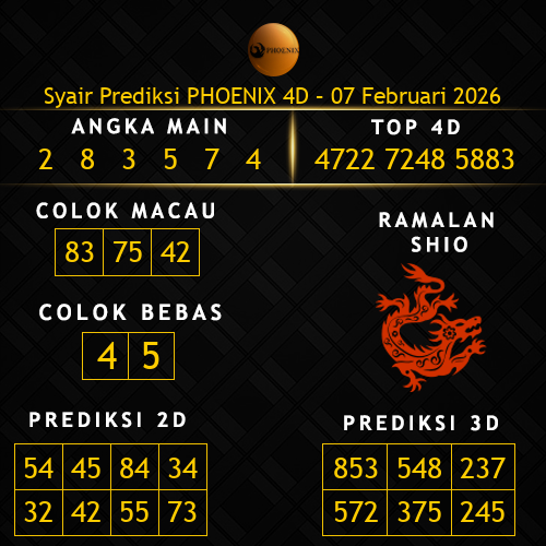 Prediksi Phoenix 4D Hari Ini 7-februari-2026