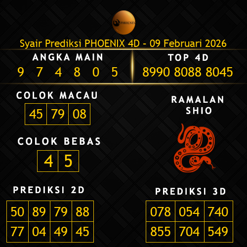 Prediksi Phoenix 4D Hari Ini 9-februari-2026