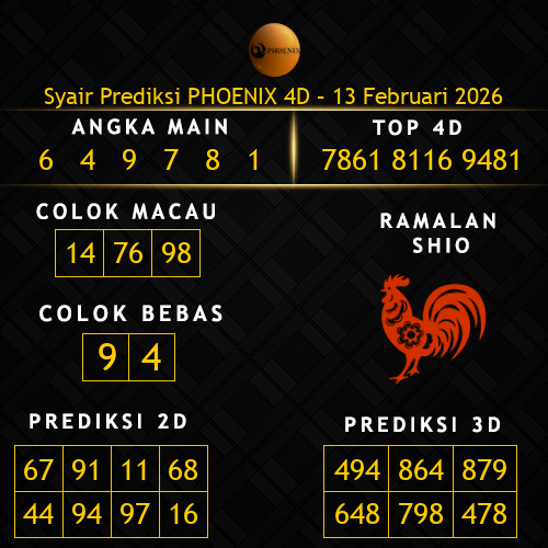 Prediksi Phoenix 4D Hari Ini 13-februari-2026
