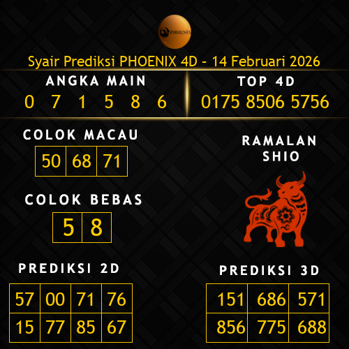 Prediksi Phoenix 4D Hari Ini 14-februari-2026