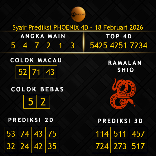 Prediksi Phoenix 4D Hari Ini 18-februari-2026