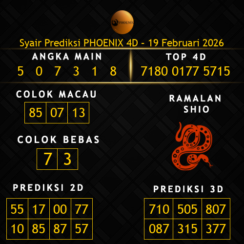 Prediksi Phoenix 4D Hari Ini 19-februari-2026