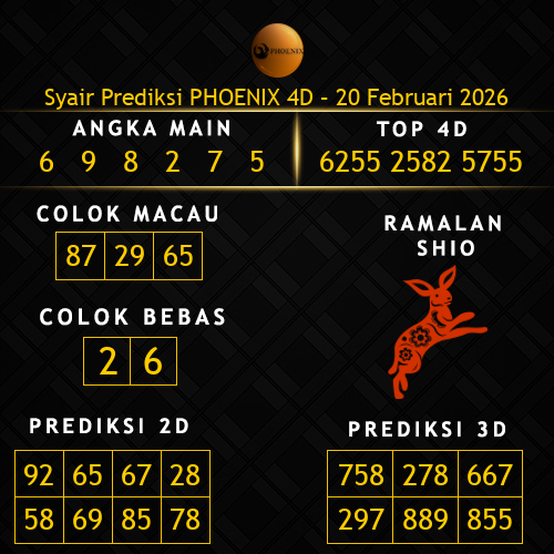 Prediksi Phoenix 4D Hari Ini 20-februari-2026