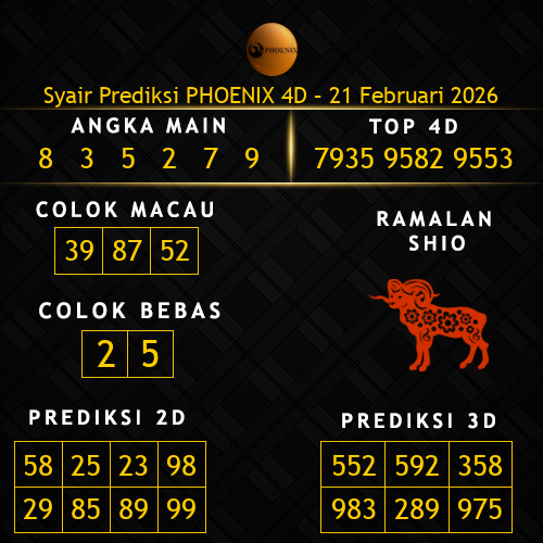 Prediksi Phoenix 4D Hari Ini 21-februari-2026