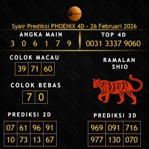 Prediksi Phoenix 4D Hari Ini 26-februari-2026