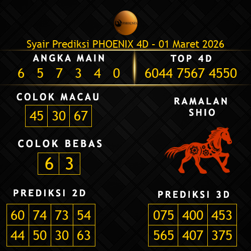 Prediksi Phoenix 4D Hari Ini 1-maret-2026