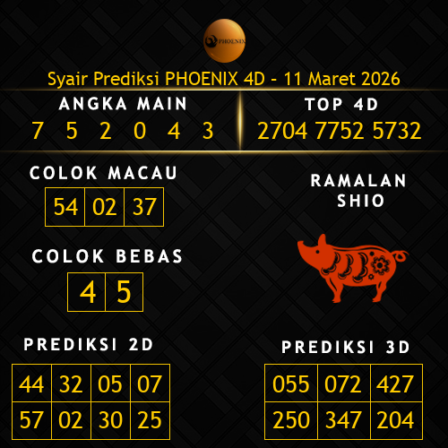 Prediksi Phoenix 4D Hari Ini 11-maret-2026