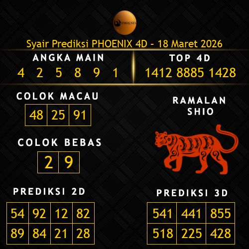 Prediksi Phoenix 4D Hari Ini 18-maret-2026