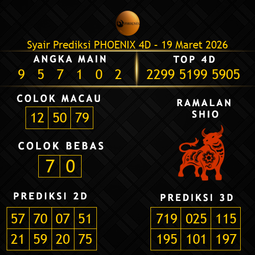 Prediksi Phoenix 4D Hari Ini 19-maret-2026