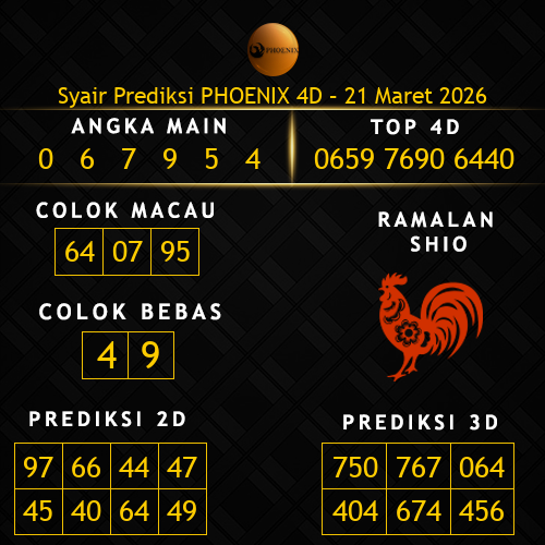 Prediksi Phoenix 4D Hari Ini 21-maret-2026