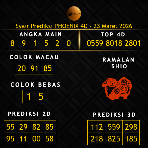 Prediksi Phoenix 4D Hari Ini 23-maret-2026