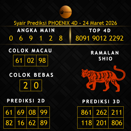 Prediksi Phoenix 4D Hari Ini 24-maret-2026