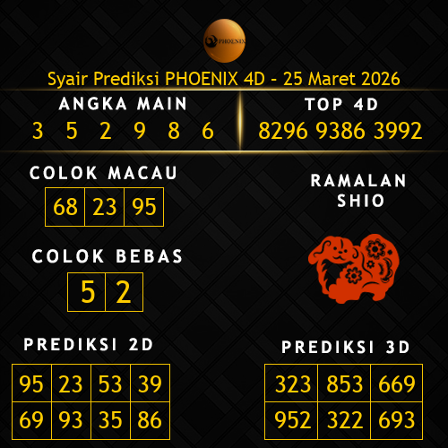 Prediksi Phoenix 4D Hari Ini 25-maret-2026