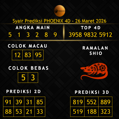 Prediksi Phoenix 4D Hari Ini 26-maret-2026
