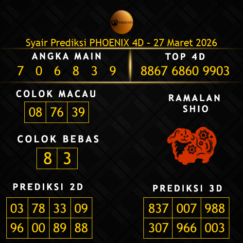 Prediksi Phoenix 4D Hari Ini 27-maret-2026