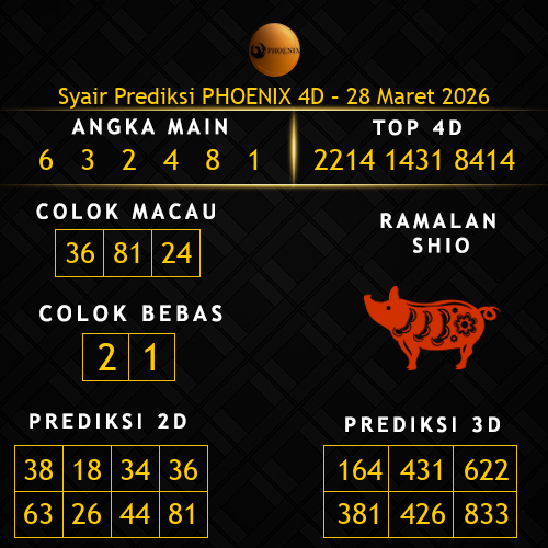 Prediksi Phoenix 4D Hari Ini 28-maret-2026