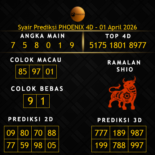 Prediksi Phoenix 4D Hari Ini 1-april-2026