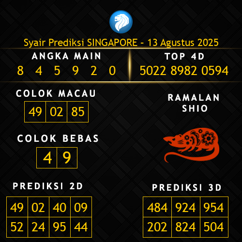 Prediksi Singapore Hari Ini 13-agustus-2025