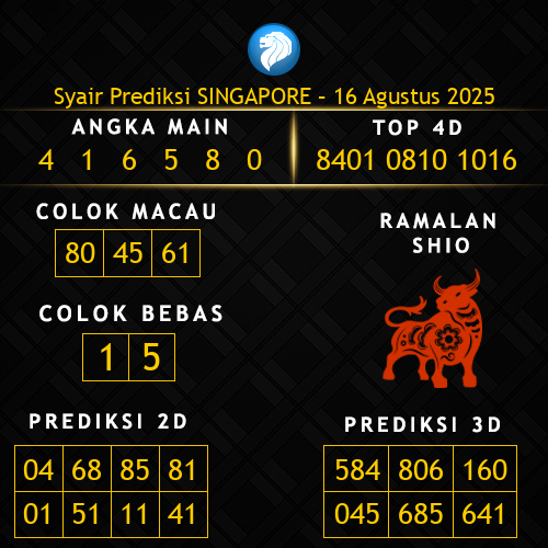 Prediksi Singapore Hari Ini 16-agustus-2025