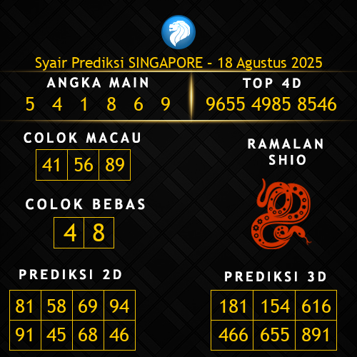 Prediksi Singapore Hari Ini 18-agustus-2025