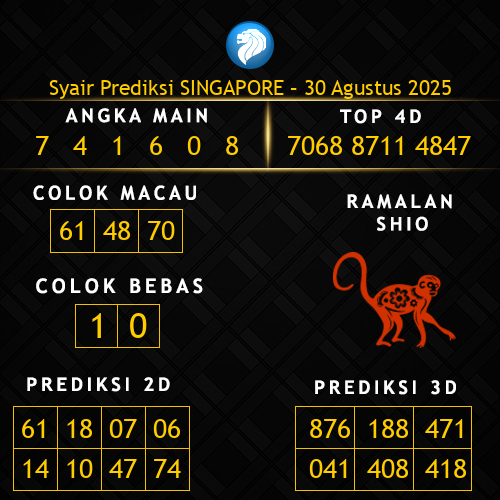 Prediksi Singapore Hari Ini 30-agustus-2025