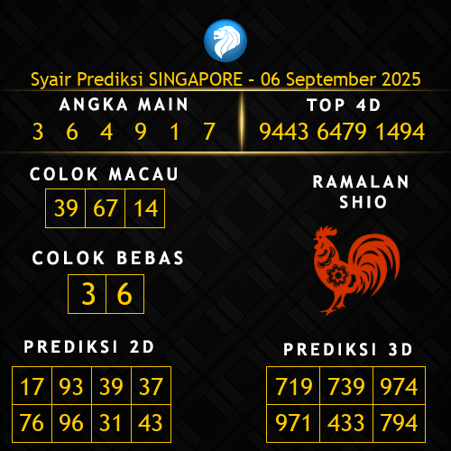 Prediksi Singapore Hari Ini 6-september-2025