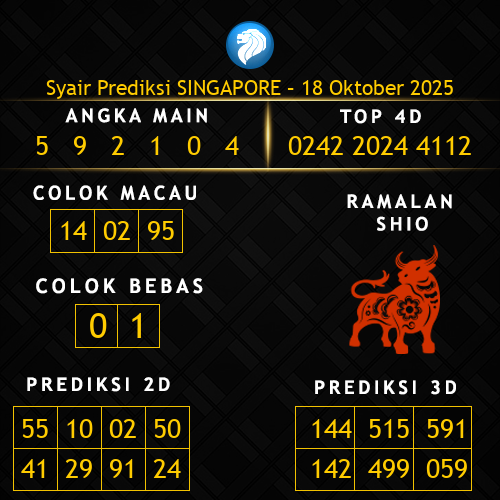 Prediksi Singapore Hari Ini 18-oktober-2025