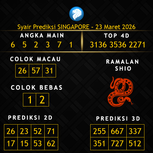 Prediksi Singapore Hari Ini 23-maret-2026