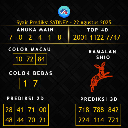 Prediksi Sydney Hari Ini 22-agustus-2025
