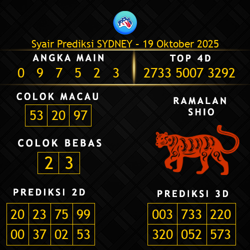 Prediksi Sydney Hari Ini 19-oktober-2025