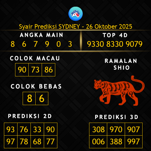 Prediksi Sydney Hari Ini 26-oktober-2025
