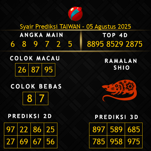 Prediksi Taiwan Hari Ini 5-agustus-2025