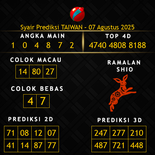 Prediksi Taiwan Hari Ini 7-agustus-2025