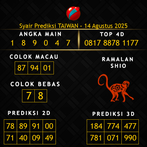 Prediksi Taiwan Hari Ini 14-agustus-2025