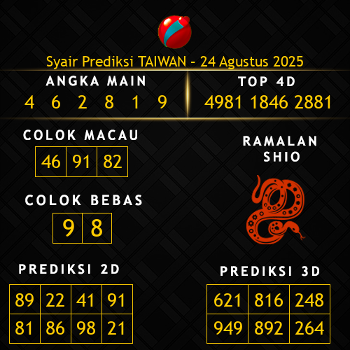 Prediksi Taiwan Hari Ini 24-agustus-2025