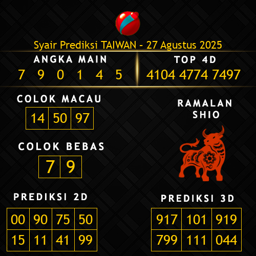 Prediksi Taiwan Hari Ini 27-agustus-2025