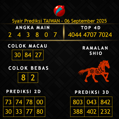 Prediksi Taiwan Hari Ini 6-september-2025