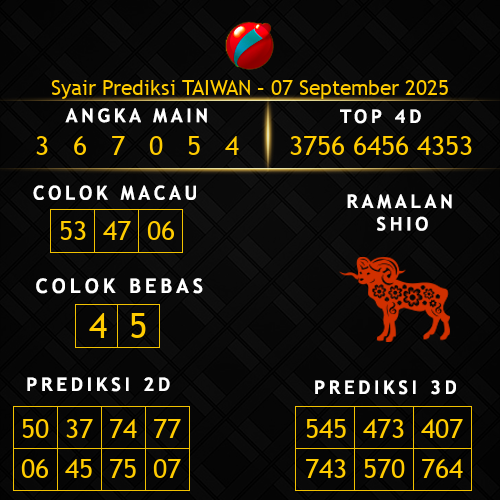 Prediksi Taiwan Hari Ini 7-september-2025