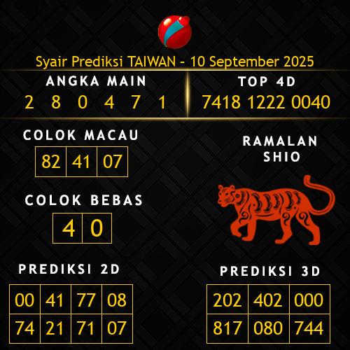 Prediksi Taiwan Hari Ini 10-september-2025