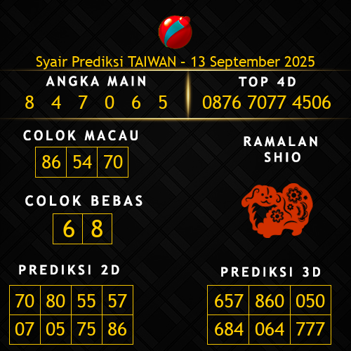 Prediksi Taiwan Hari Ini 13-september-2025