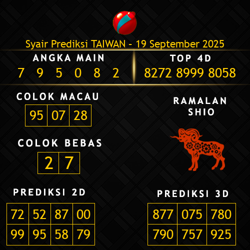 Prediksi Taiwan Hari Ini 19-september-2025