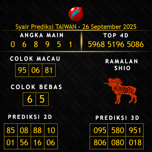 Prediksi Taiwan Hari Ini 26-september-2025