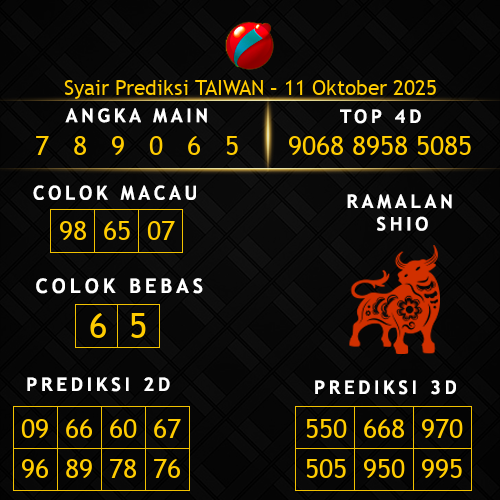Prediksi Taiwan Hari Ini 11-oktober-2025