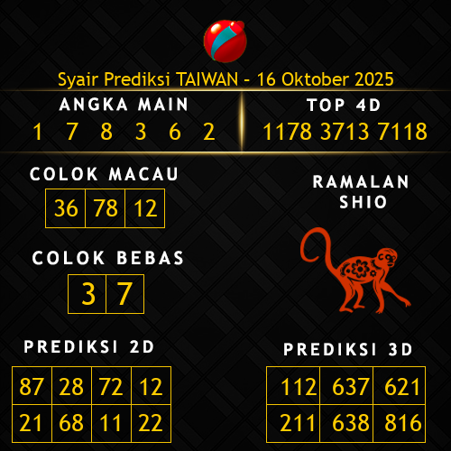 Prediksi Taiwan Hari Ini 16-oktober-2025